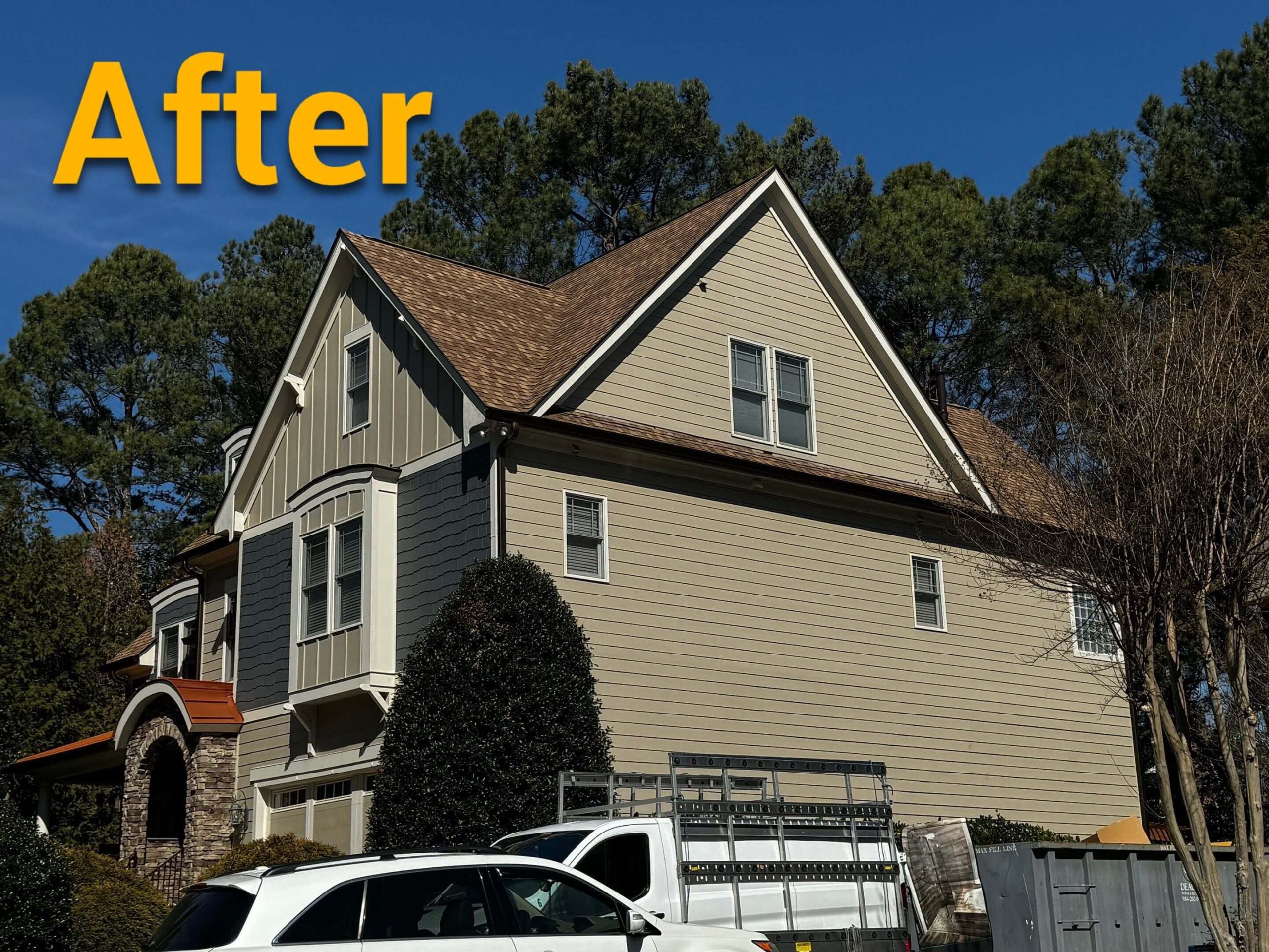 image shows AFTER roof installation in Raleigh NC by Roofline Xperts